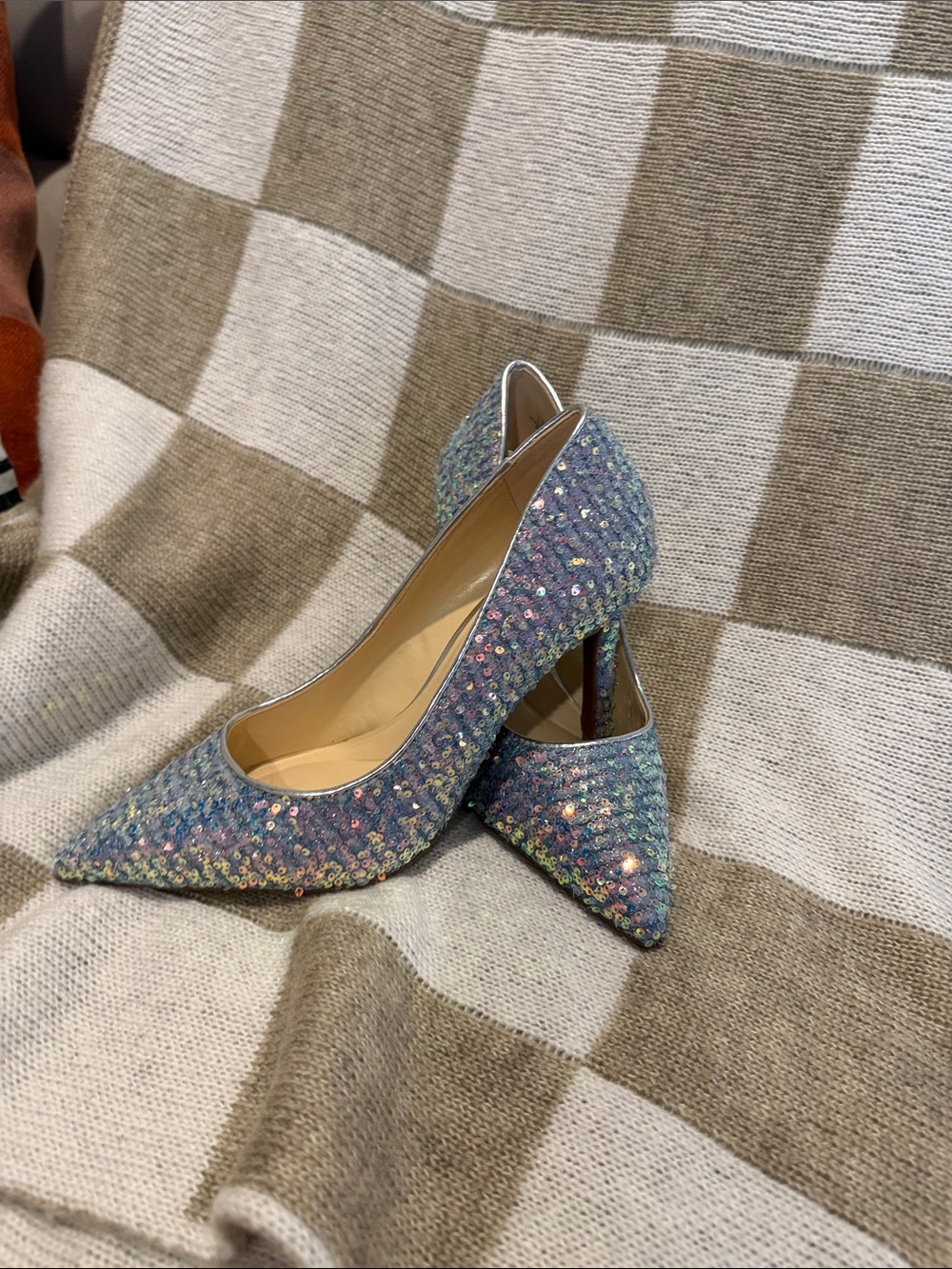 Jessica Simpson Iridescent Sequin Pointed Toe Stiletto Pumps